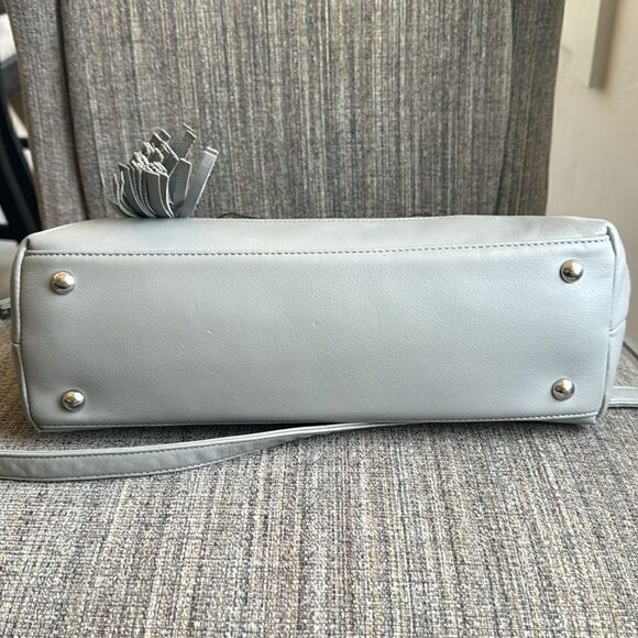 TIGNANELLO Versatile Gray Soft Leather Shoulder Crossbody Handbag Purse Tote Zip - Picture 9 of 16